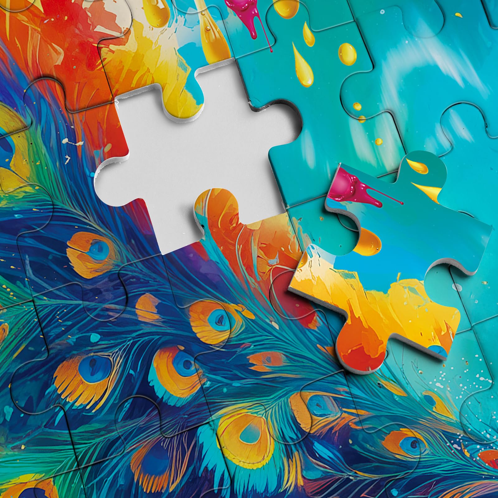 Peacock Puzzle 1000 Piece for Adults, Colorful Peafowl Jigsaw Puzzles Beautiful Bird Art, Funny Rainbow Animal Puzzle As Home Decor - Image 4
