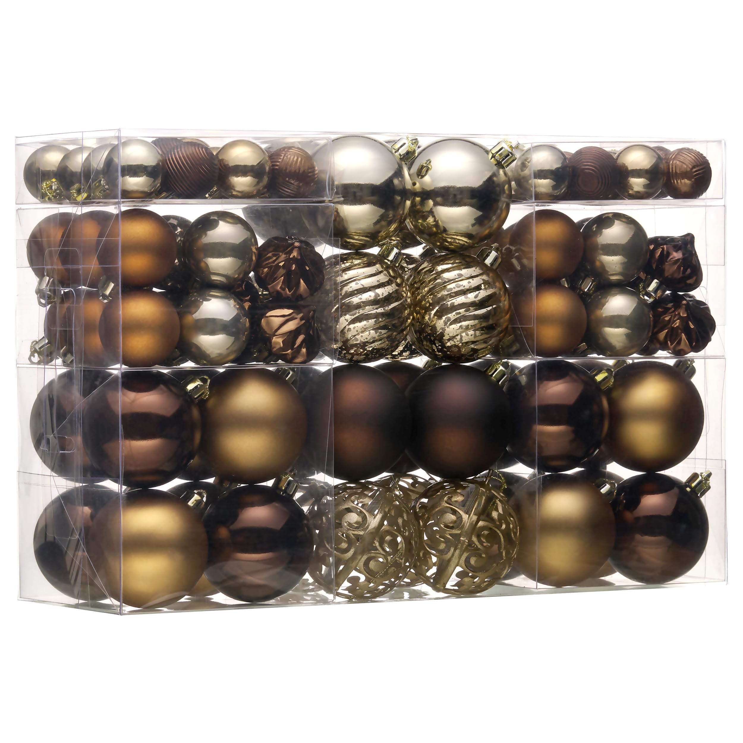 Valery Madelyn Weihnachtskugeln, 100 stück Christbaumkugeln mit Geschenkpaket, Weihnachtsbaumschmuck Christbaumschmuck mit Aufhänger, Thema Bronze
