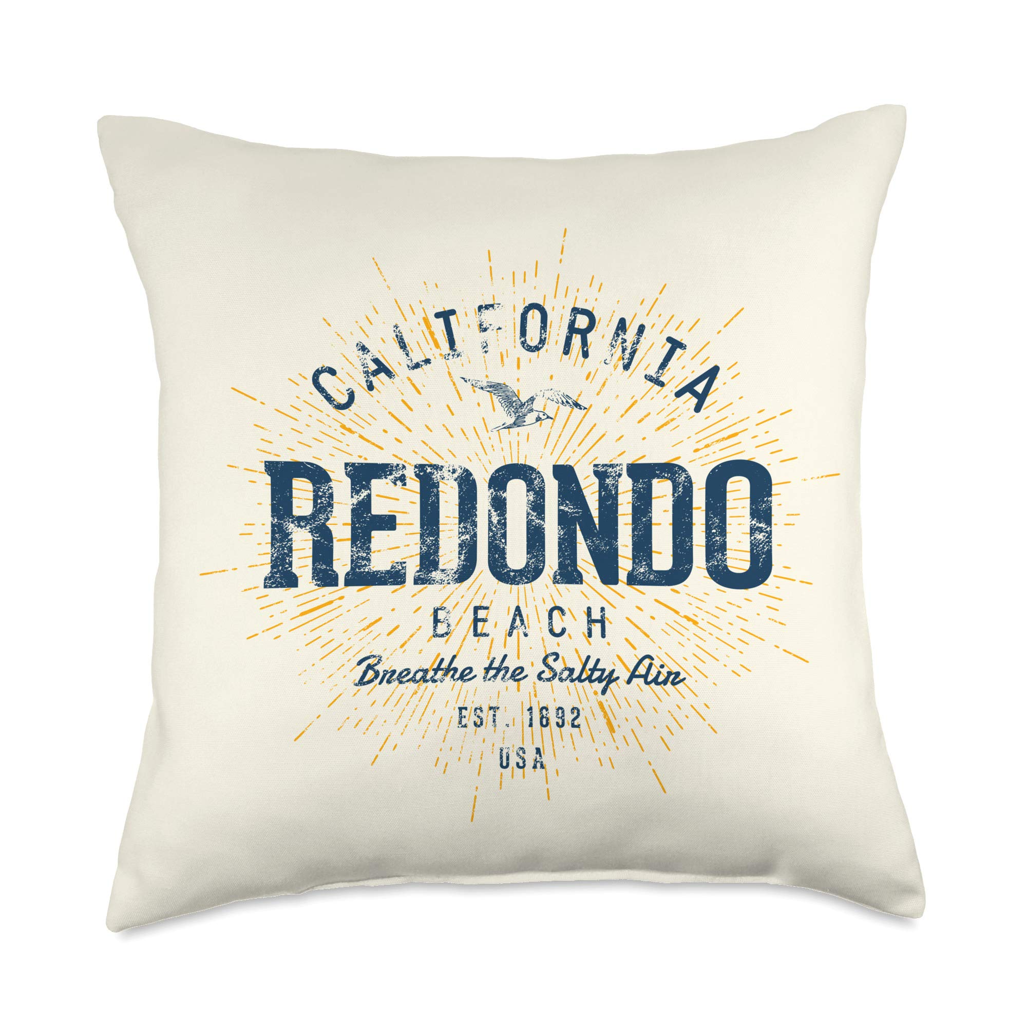 Vintage Retro Redondo Beach Throw Pillow