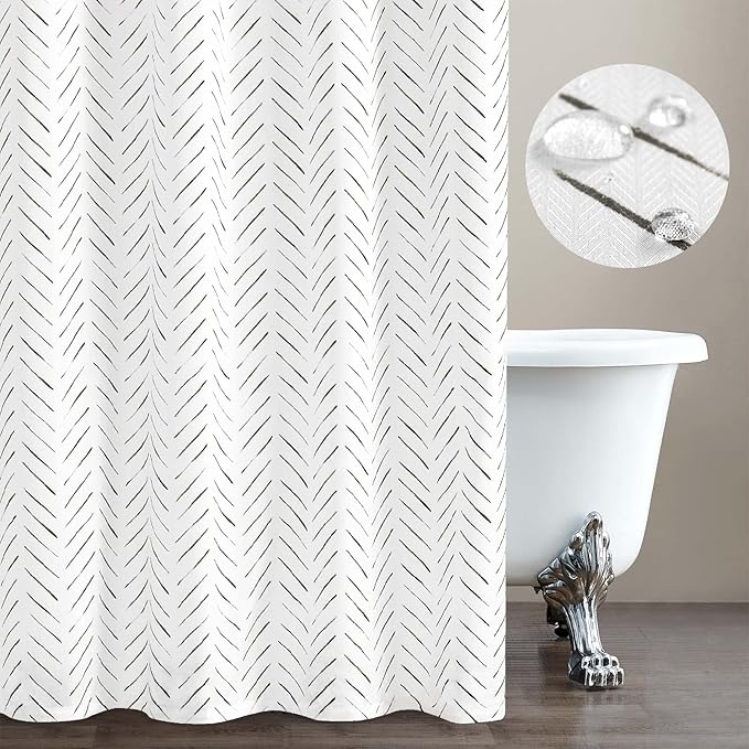 jinchan Extra Long Black and White Shower Curtain