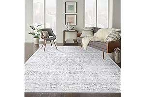 LIVEBOX Traditional Vintage Rug 9 x 12 - Washable Anti-Skid Soft Gray...
