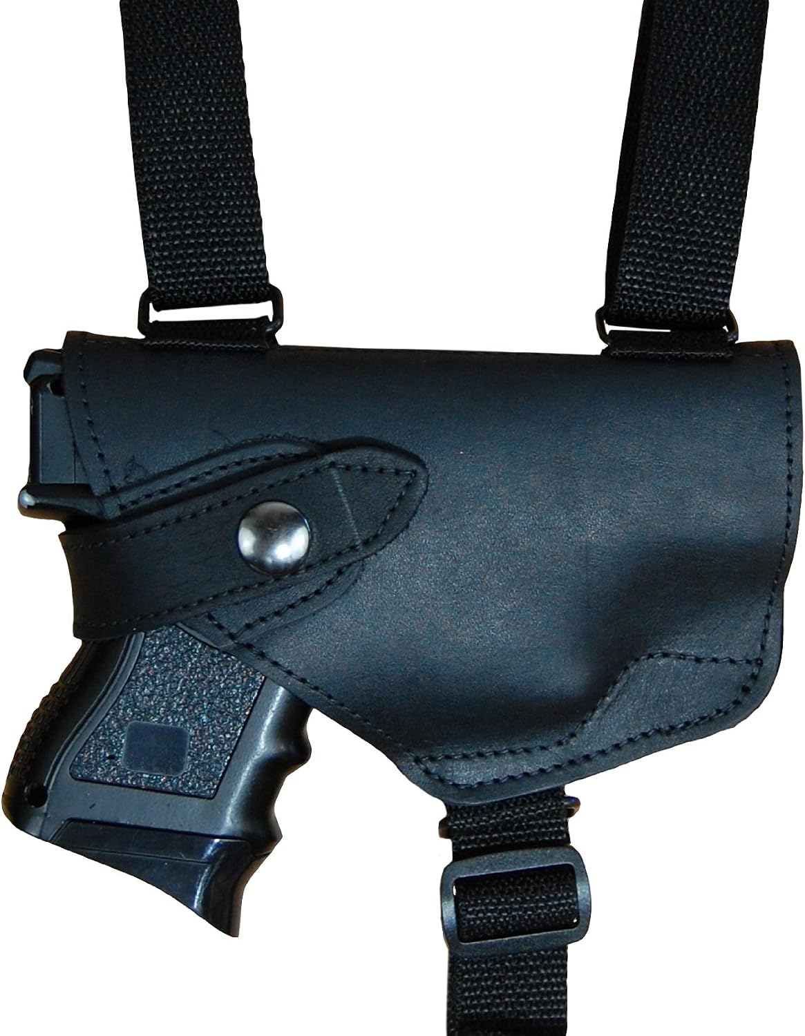Barsony New Black Leather Horizontal Shoulder Holster for Compact 9mm 40 45