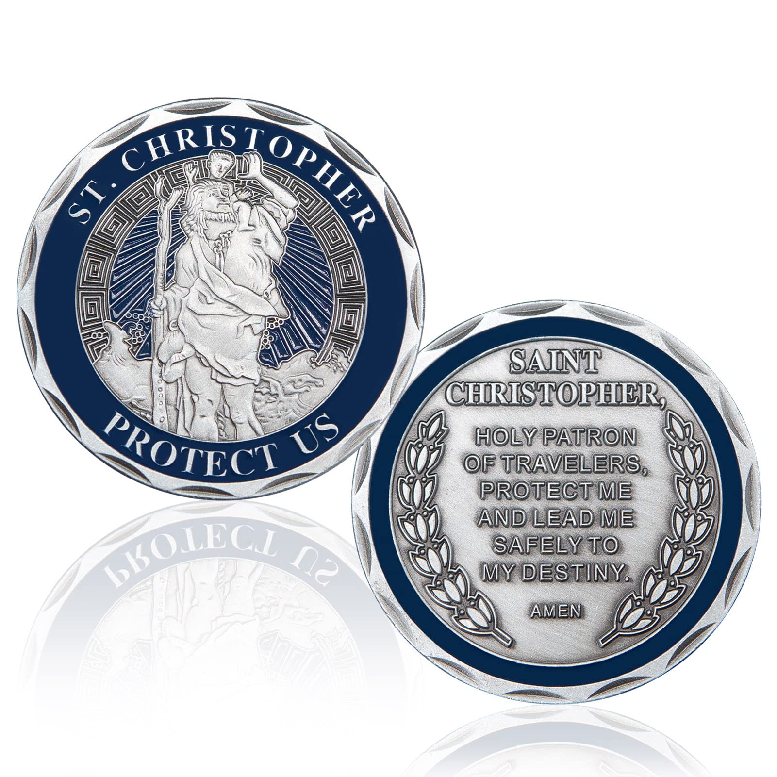 YuchewYuchew St Christopher Coin Religious Challenge Coin Saint Christopher Medal Bless Safety Commemorative Gift for Parent, Family, Friend