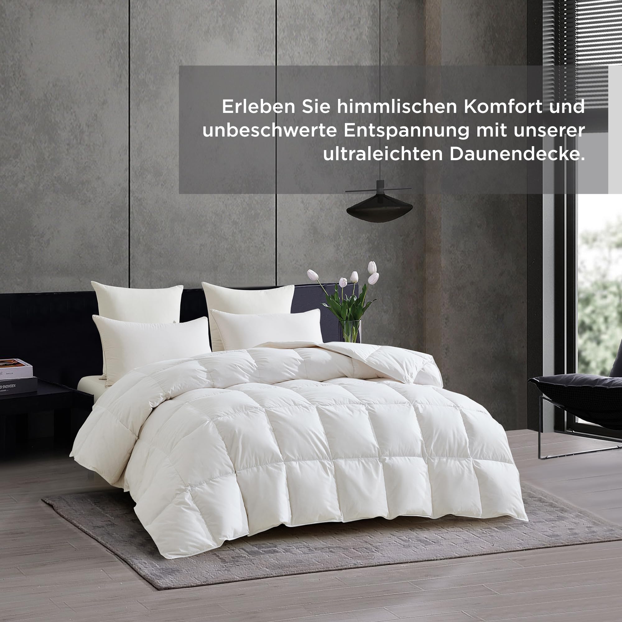 Dekbed met veren en dons, 150 x 200 cm, dekbed, dekbed voor alle seizoenen, voor bed K 150 x 200 cm (2 kg