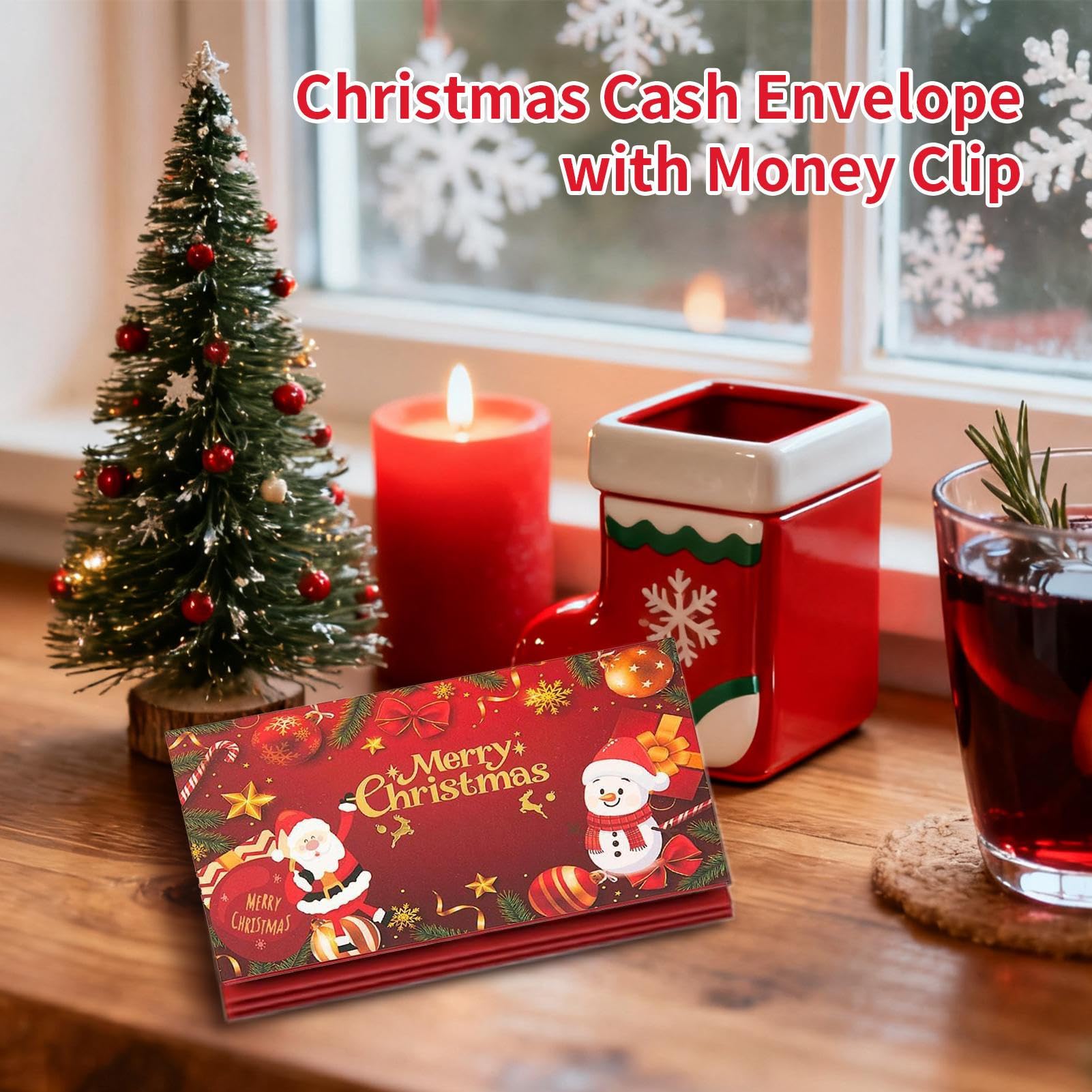 Conjunto De Sobre En Efectivo Navideño: Titulares De Dinero Festivo, Organizadores De Tarjetas De Regalo Rojo Y Verde Festivos, Billeteras De Papel Duraderas Con Diseños, 10 Paquete | Decoración Creat