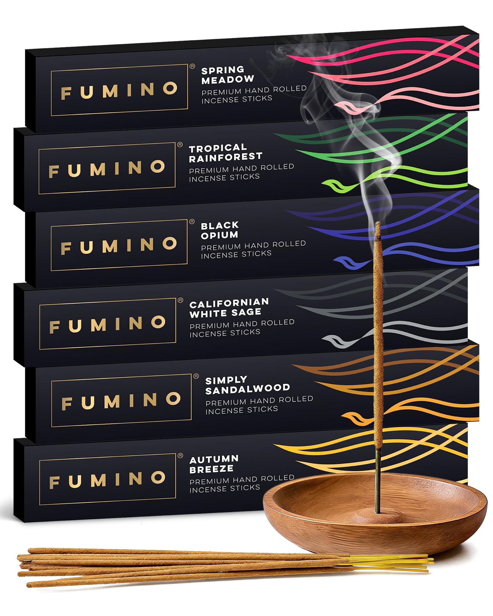 Incense Sticks Fumino Fresh Handmade Multipack Essentials Bundle 6 Boxes 84 Pieces (3oz) Masala Agarbatti Joss Scent Fragrance for Relaxation and Meditation, Home and House Decor