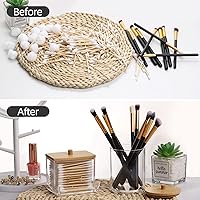 Vista 4 de Tbestmax - Contenedor de Qtips para baño, tarro de boticario de 10/7 onzas, organizador dispensador de bolas de algodón y hisopos, con tapas