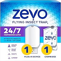 Vista 12 de Zevo Trampa para Insectos Voladores y 3 Cartuchos de Recarga - Trampa para Moscas Enchufable y Atrapador de Insectos para Mosquitos, Moscas