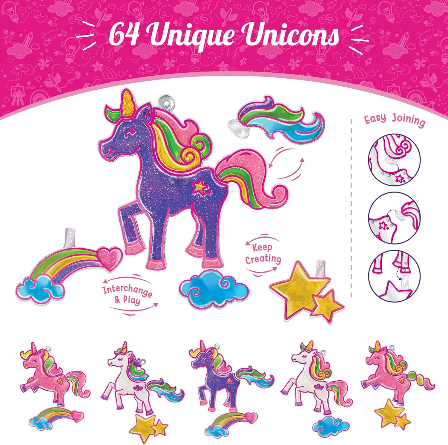 Imagimake Window Art Princess & Unicorn | DIY Suncatcher Kit for 5-8 Year Old | Princess & Unicorn Toys for Girls | Art & Craft Kits for Ages 6-8 | Easter Gifts for 5 Year Old Girls