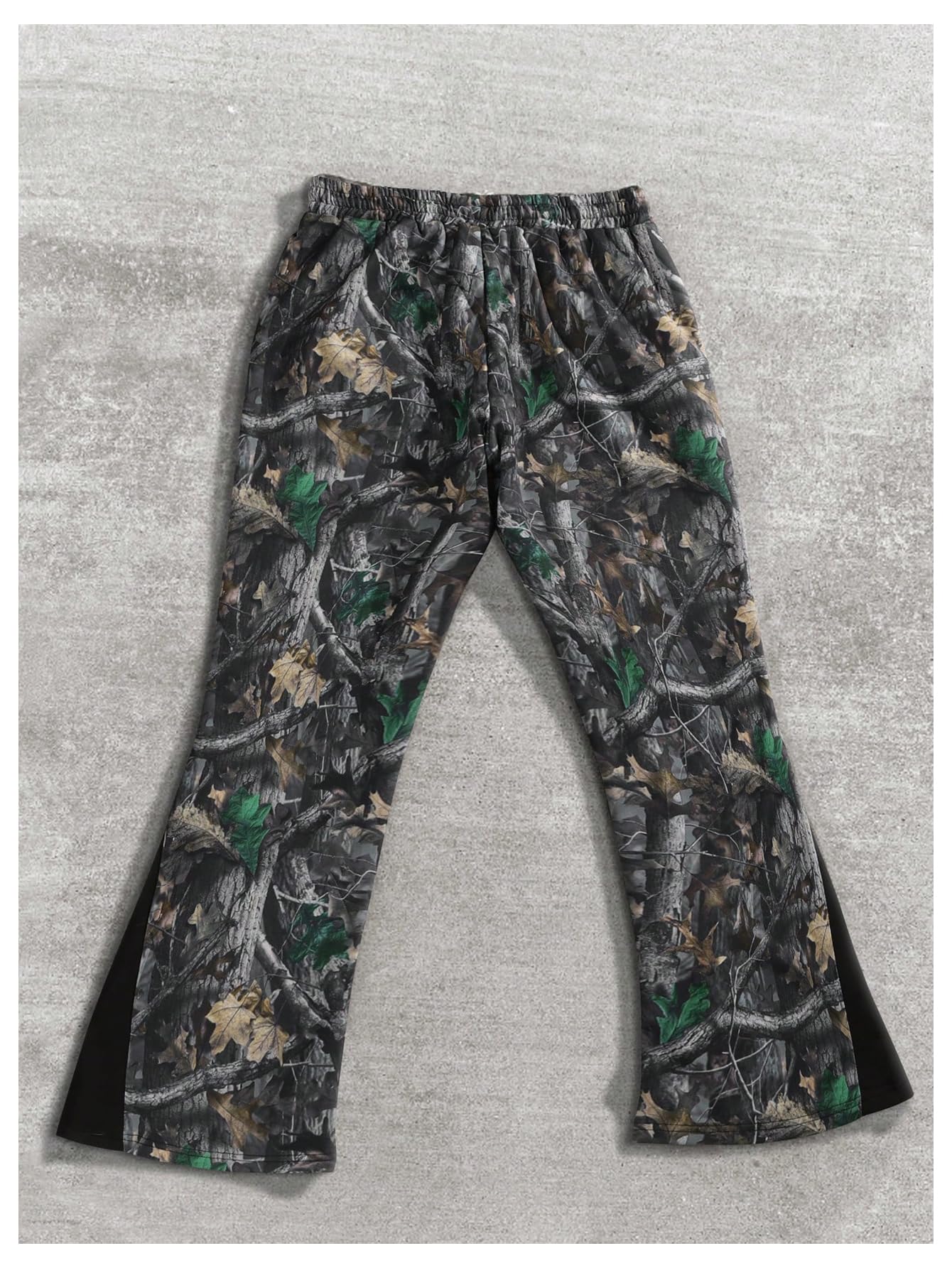 GORGLITTER Men's Camo Sweatpants Drawstring Waist Patchwork Stacked Flared Joggers Camo Medium