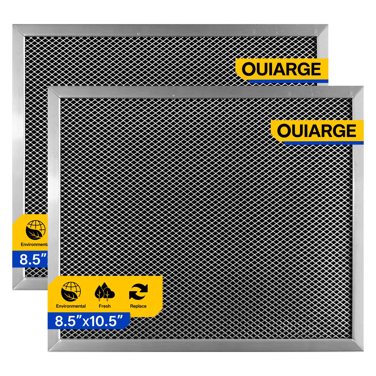 97007696 41F Fit's B-roan Range Hood Filter 10.5" x 8.8" Stove Vent Filter Replacement for Ductless Exhaust Fan Aluminum Mesh Charcoal Combo Kitchen Grease Filter（2pack）