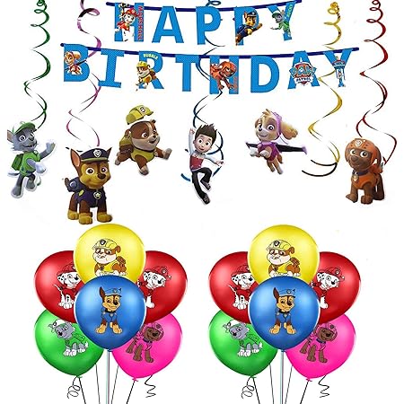 Energogas Gr Smileh Decoration Anniversaire Pat Patrouille Ballons Banniere De Joyeux Anniversaire Suspendus Tourbillon Pour Enfants Decoration De Fete Anniversaire De Paw Patrol Decorations Et Accessoires De Fete Decorations Et Accessoires De Fetes
