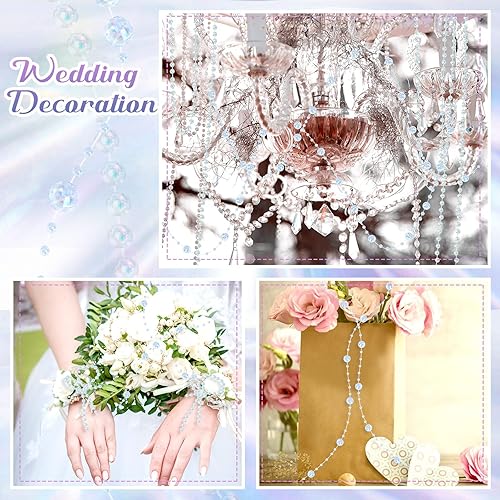 Miniatura 19 de Bonuci Guirnalda de perlas de 66 pies, cadena de cuentas artificiales para árbol de Navidad, guirnalda de perlas de imitación para manualidades