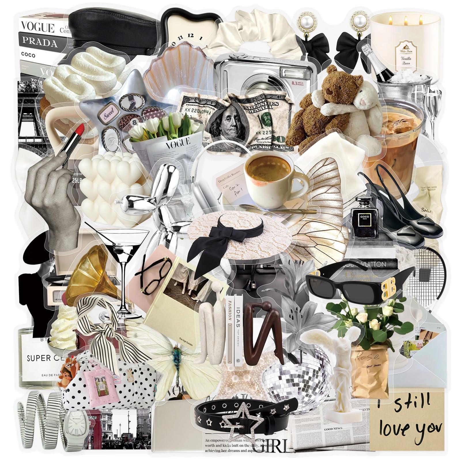60 Pcs Luxury Ins Style Transparent Stickers for Scrapbooking (Luxurious)