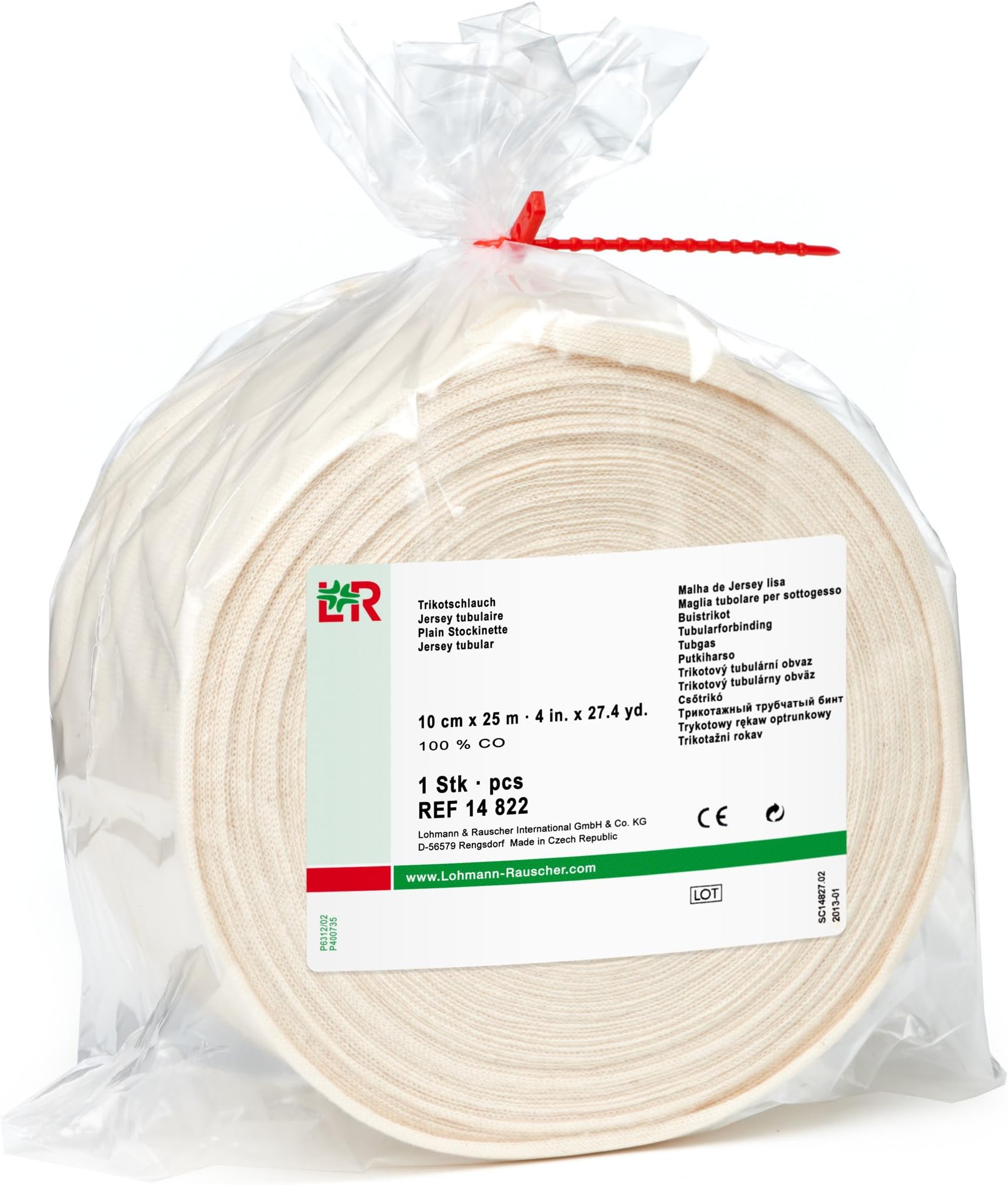 tg cotton Stockinette, 10cm x 25m, 100% Cotton Close-Weave Seamlessly Knitted Tubular Stockinette, Skin Friendly Protection, First Layer of Multi-Layer Compression Bandaging