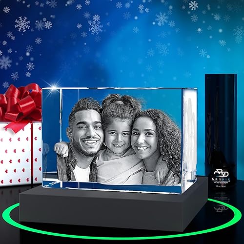 ArtPix - Foto 3D de cristal de alta calidad, regalos para papá, mujeres, esposa, ella, abuelo, gran regalo personalizado con tu propia foto, grabado