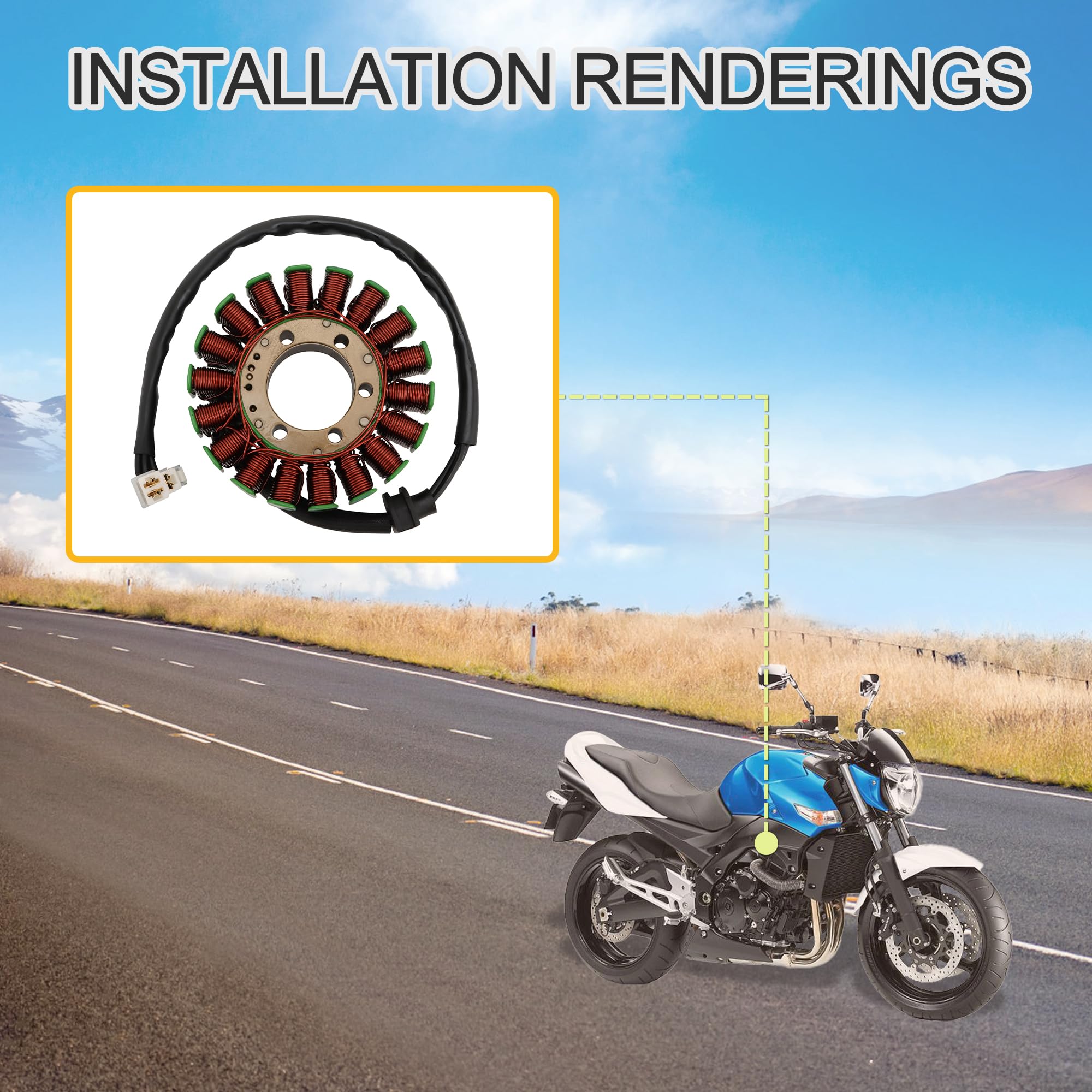 GOOFIT Moteur Générateur Magneto Statorspule Remplacement pour GSR400 GSR600 2006-2010 GSR750 2011-2014 GSR 400 600 750 31401-29G00 31401-29G20