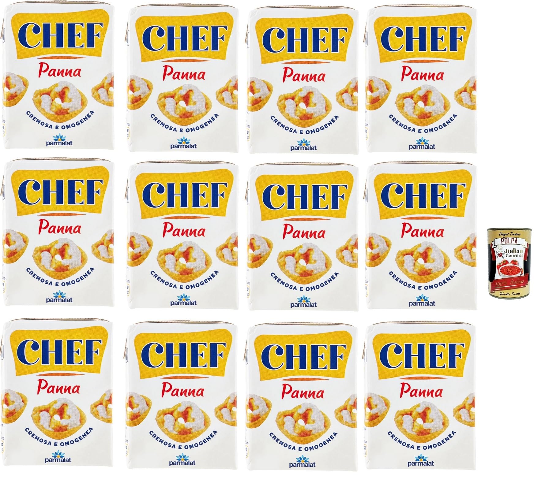 Italian Gourmet Bundle Kochsahne 12x 200ml + Italian Gourmet Polpa Gratis – Italienische Panna da Cucina, cremige Sahne für Pasta, Saucen, Aufläufe, Risotto & Vorrat 2,4L