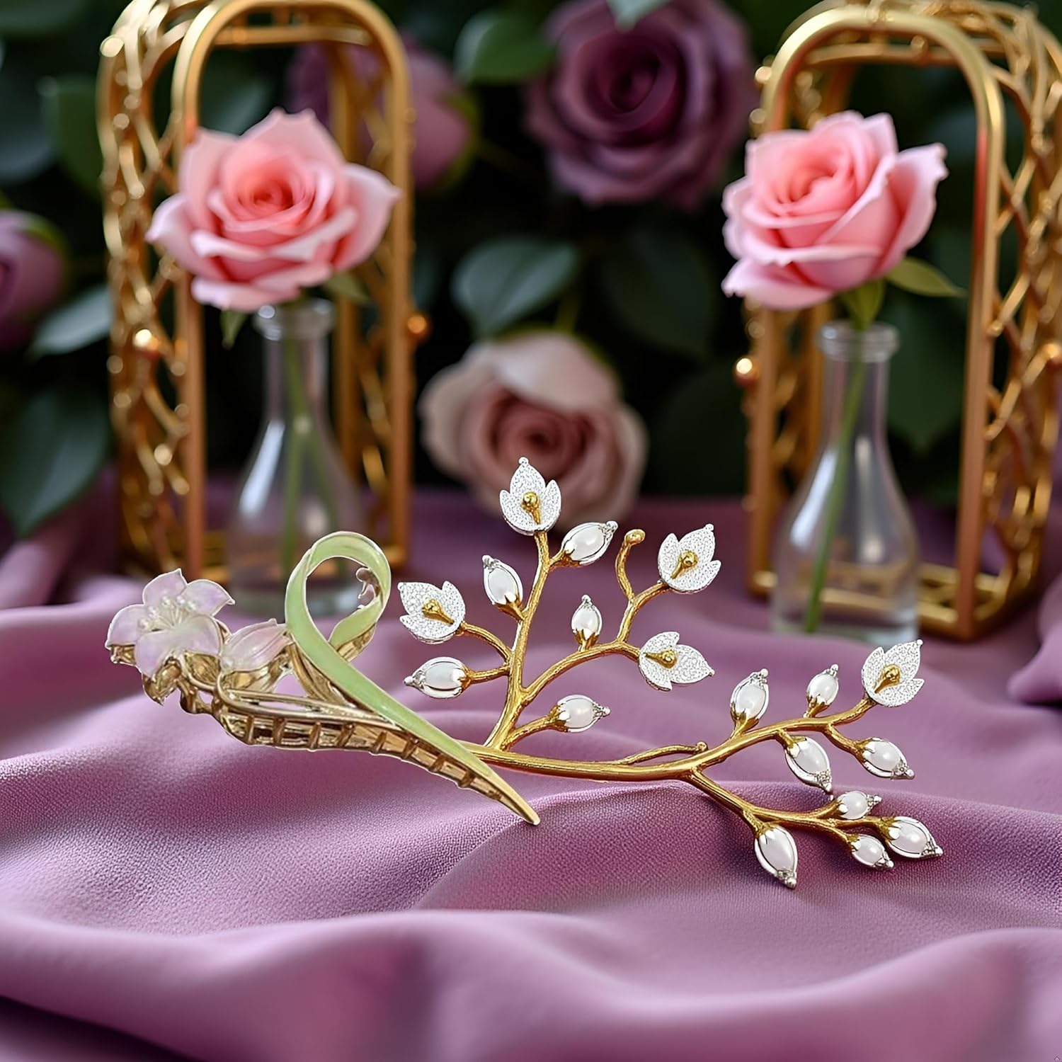 Purple Lily Metal Hair Claw Clips, Large Hair Claw Nonslip Hair Barrettes Non-Slip No Broken Strong Hold Hair Clamps Fashion Hair Accessories for Woman and Girls With Long Thick Thin Curly Hair - Image 8