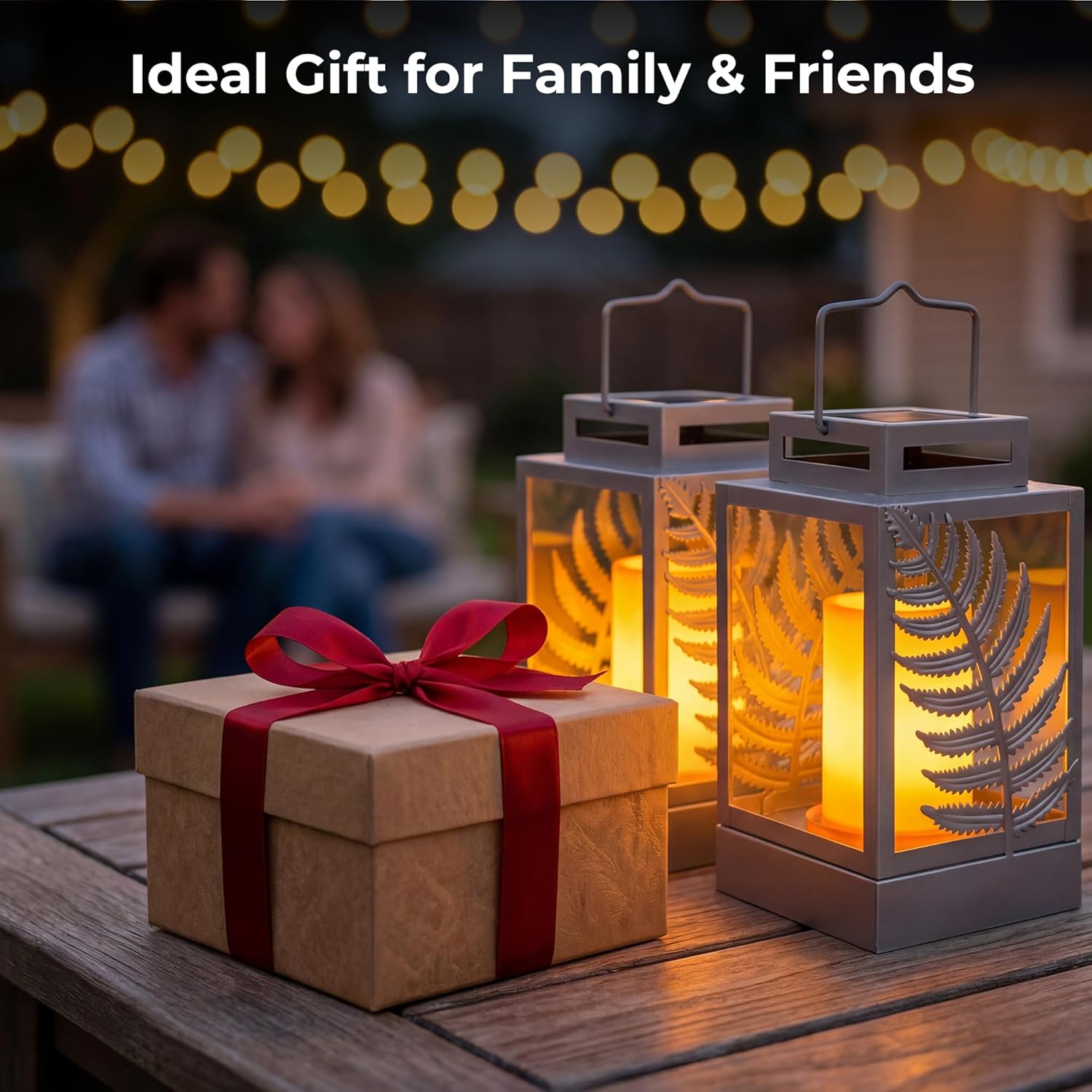 Walensee Solar Lights Outdoor with Flickering Flame (2Pack Grey) Upgrade Metal Solar Powered Lantern Landscape Leaf Decorative Hanging Lighting Waterproof LED Umbrella Light for Patio Garden Deck Yard