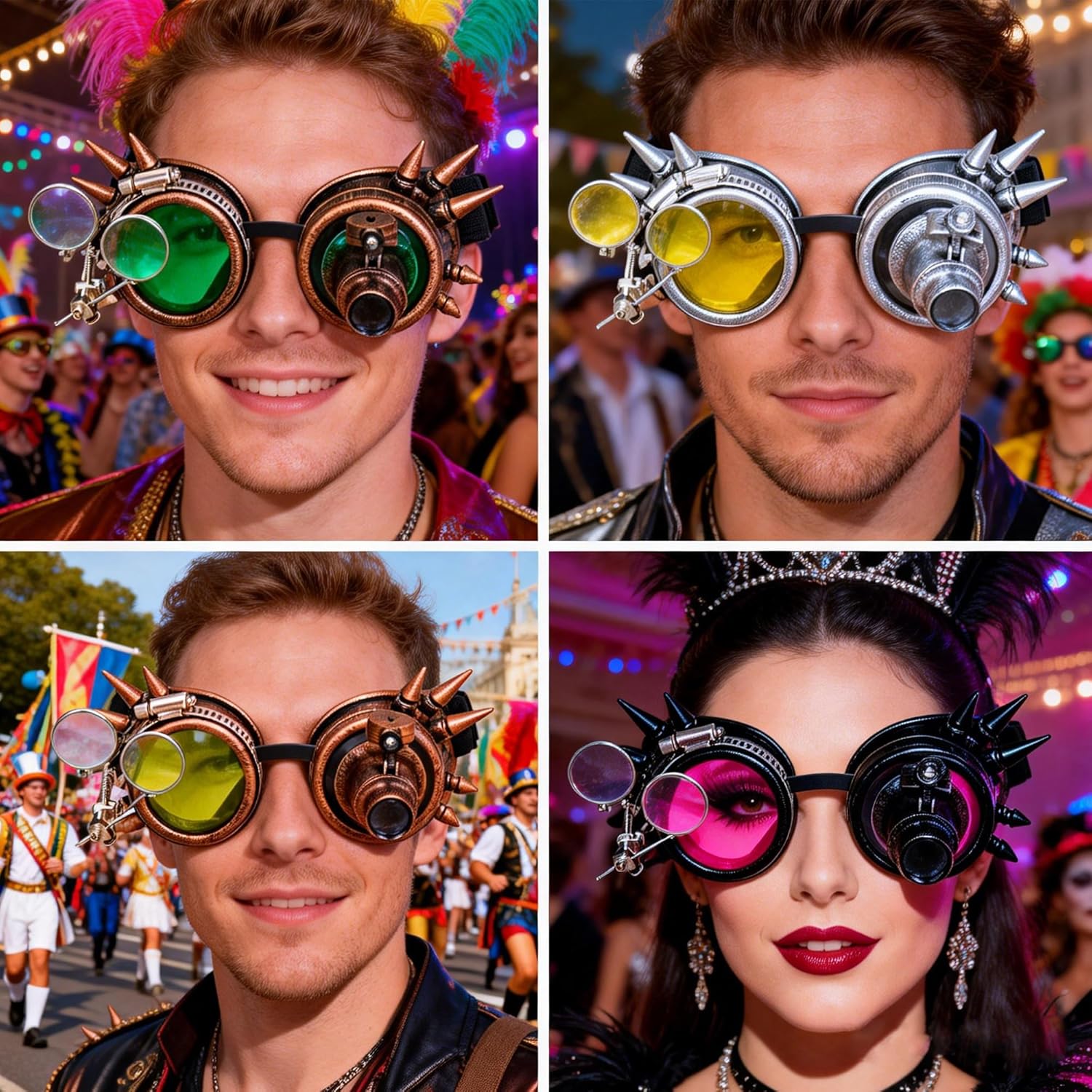Lelinta Spiked Steampunk Goggles with Adjustable Straps,Detachable Lenses, Ideal for Cosplay, Costume Parties - Image 4