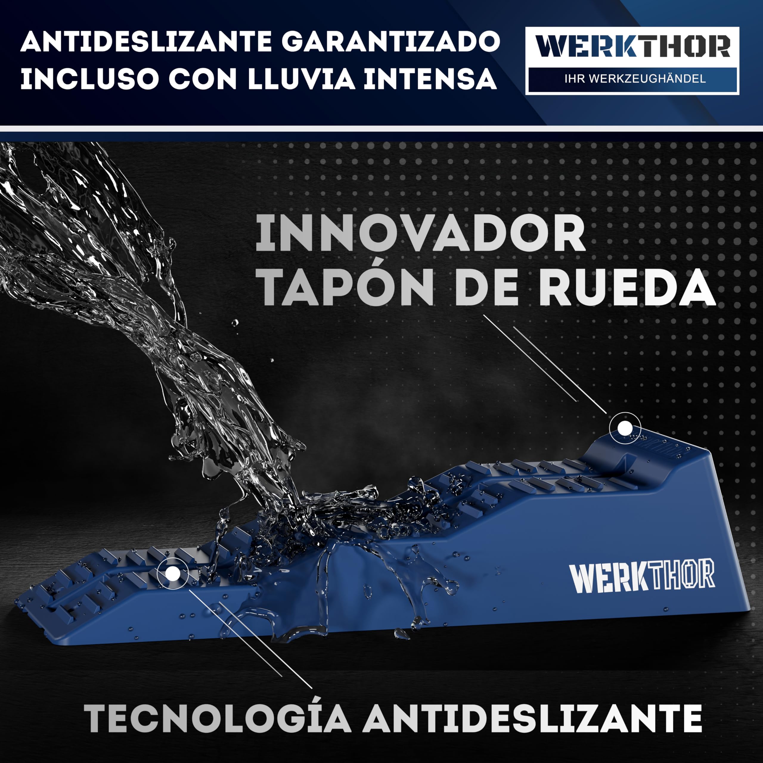 WERKTHOR Cuñas para autocaravanas (azules) [juego de 2] | Cuñas estables para caravanas y autocaravanas <5t | Nivelación segura y diseño robusto para cualquier superficie