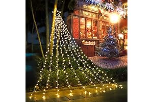 Christmas Waterfall Lights, 320 LED Cascading Fairy Lights with Star Topper