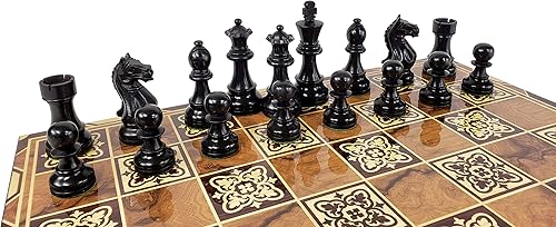 Miniatura 2 de Juego de 4 reinas de 3 34" King Staunton Supreme Knight Acacia y Ajedrez Negro - Sin tablero