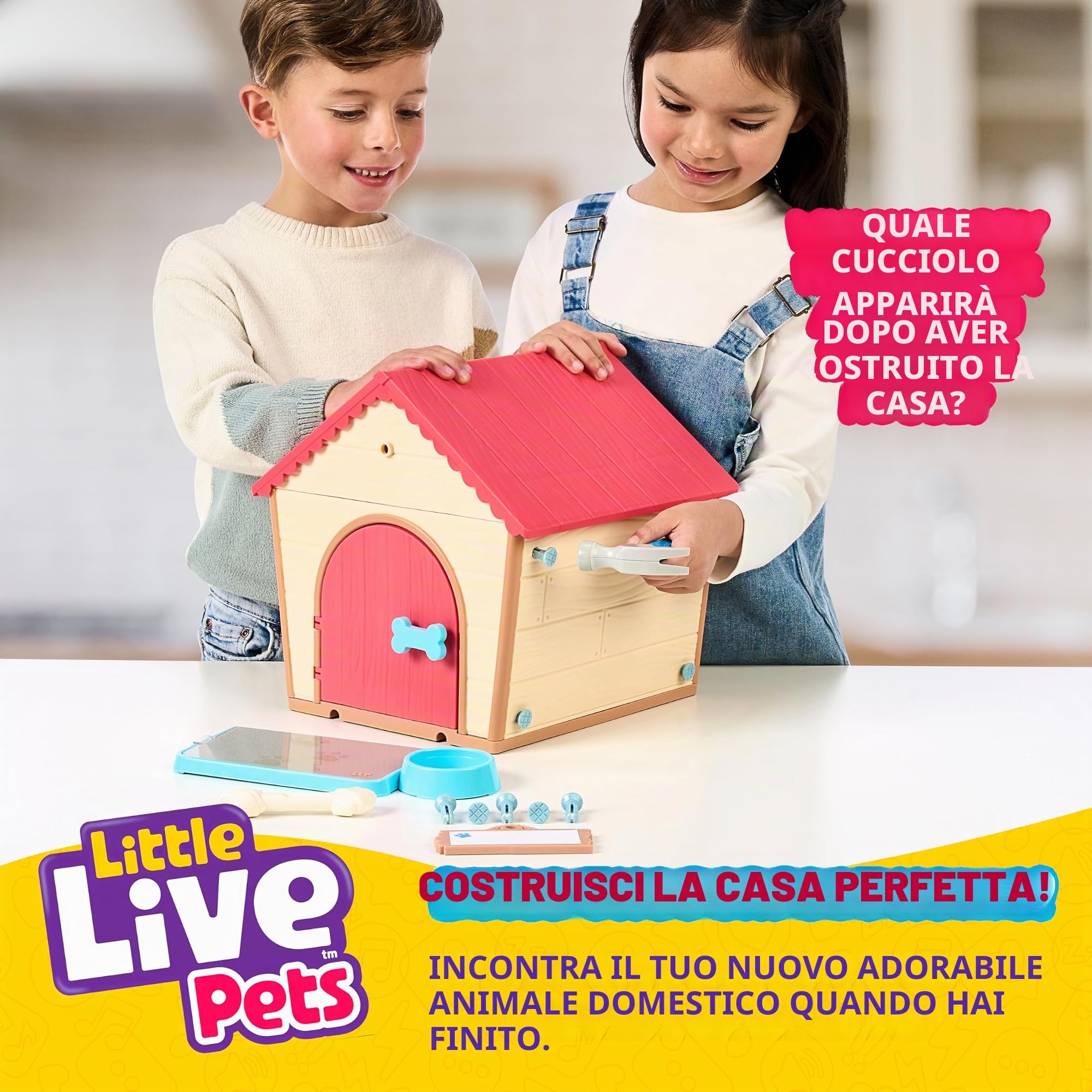 Little Live Pets - My Puppy's Home - Juguete Interactivo de Peluche para Cachorros y Perrera, más de 25 Sonidos y reacciones, Haz la Perrera, nombra a tu Cachorro y ¡Sorpresa! ¡Aparece el Cachorro!