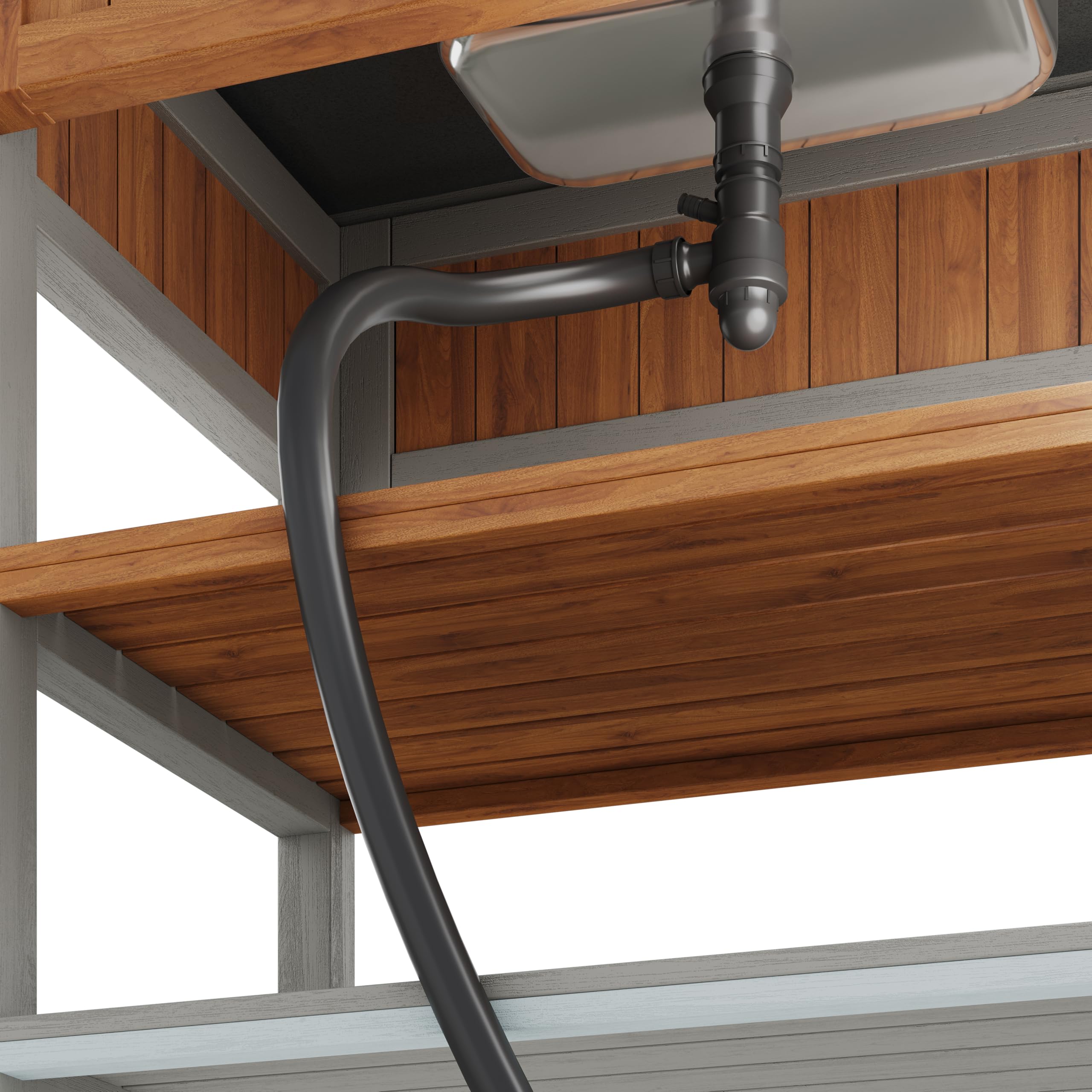 Gartenschrank mit Wasserbecken & Wasserhahn integriertem Flaschenöffner – wetterfester Geräteschrank mit großer Arbeitsfläche & Schublade, Grillstation mit verstellbaren Regalen