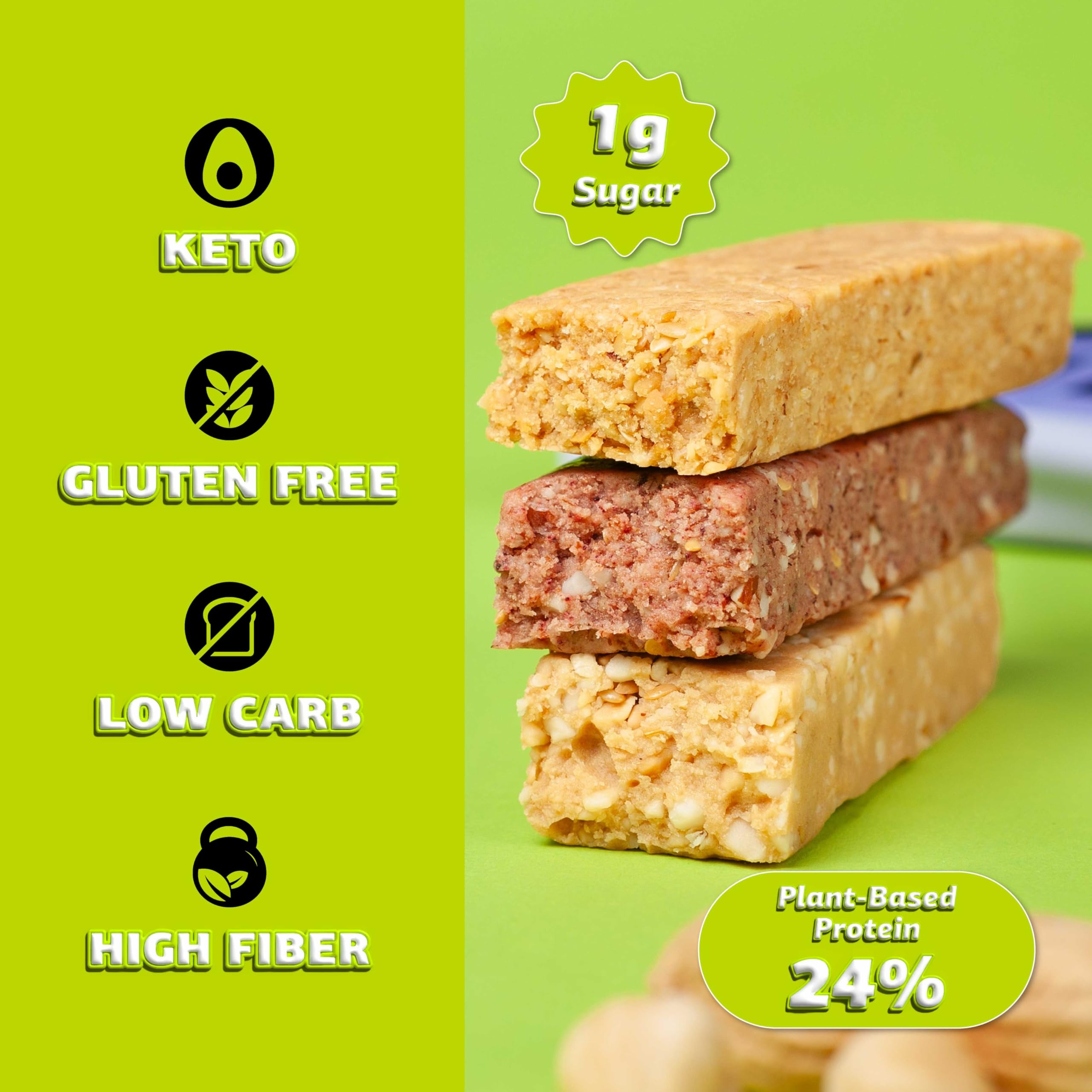 FIZI Keto Mix Box – Pack Variado 10 x 45g – Barritas de 27% Proteína Vegana Bajas en Carbohidratos – Sin Gluten y Sin Azúcar Añadido – Solo 1g de Azúcar por Barrita – Snack Cetogénico
