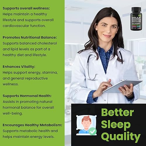 Miniatura 8 de Cápsulas de Shilajit y Ashwagandha, multivitamínico a base de hierbas 8 en 1 para hombres y mujeres, con Rhodiola Rosea, ginseng y ortiga, Shilajit