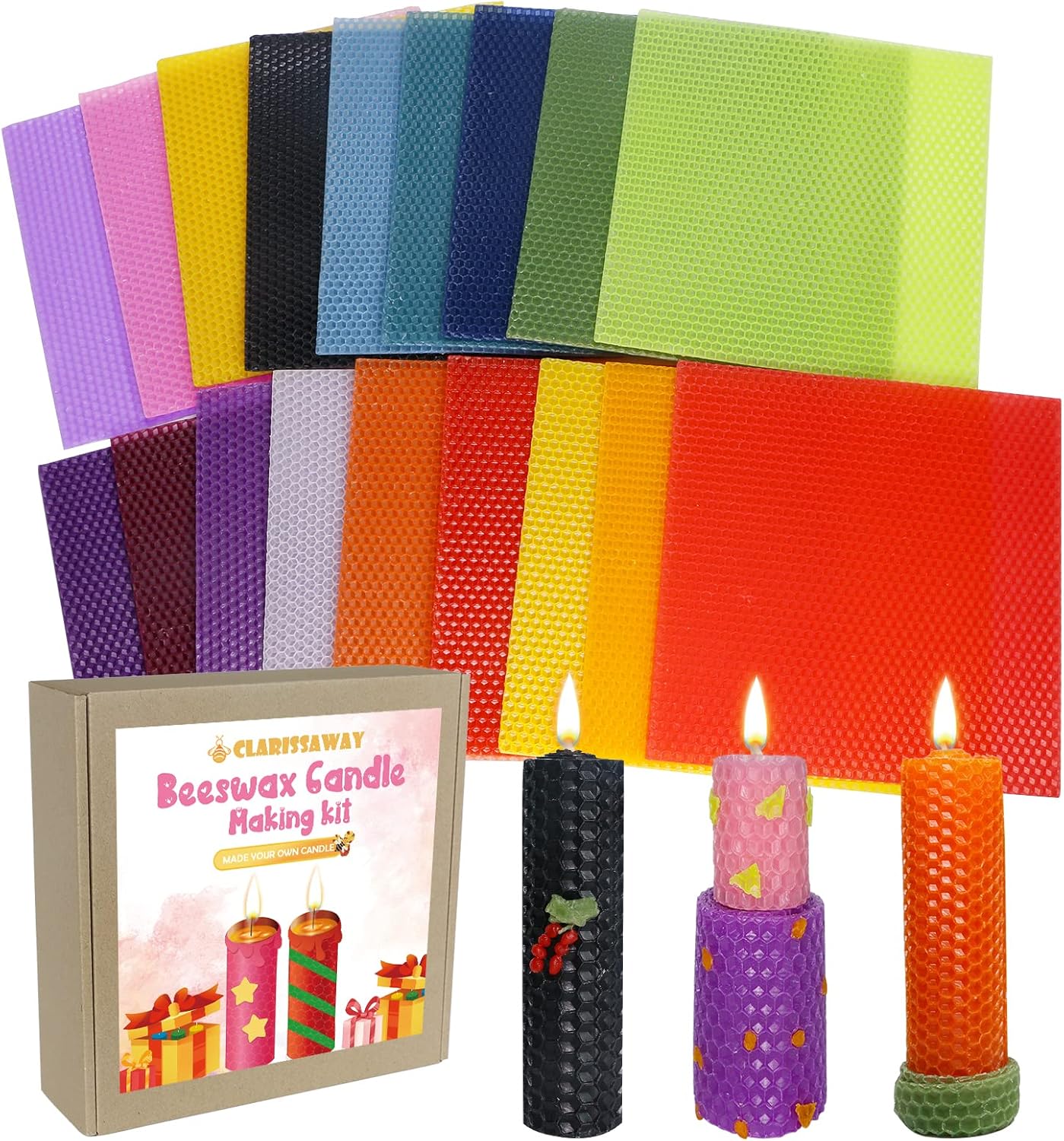Beeswax Candle Making Kit for Kids 18 Pcs Enthusiasm Color Beeswax Sheets Handmade