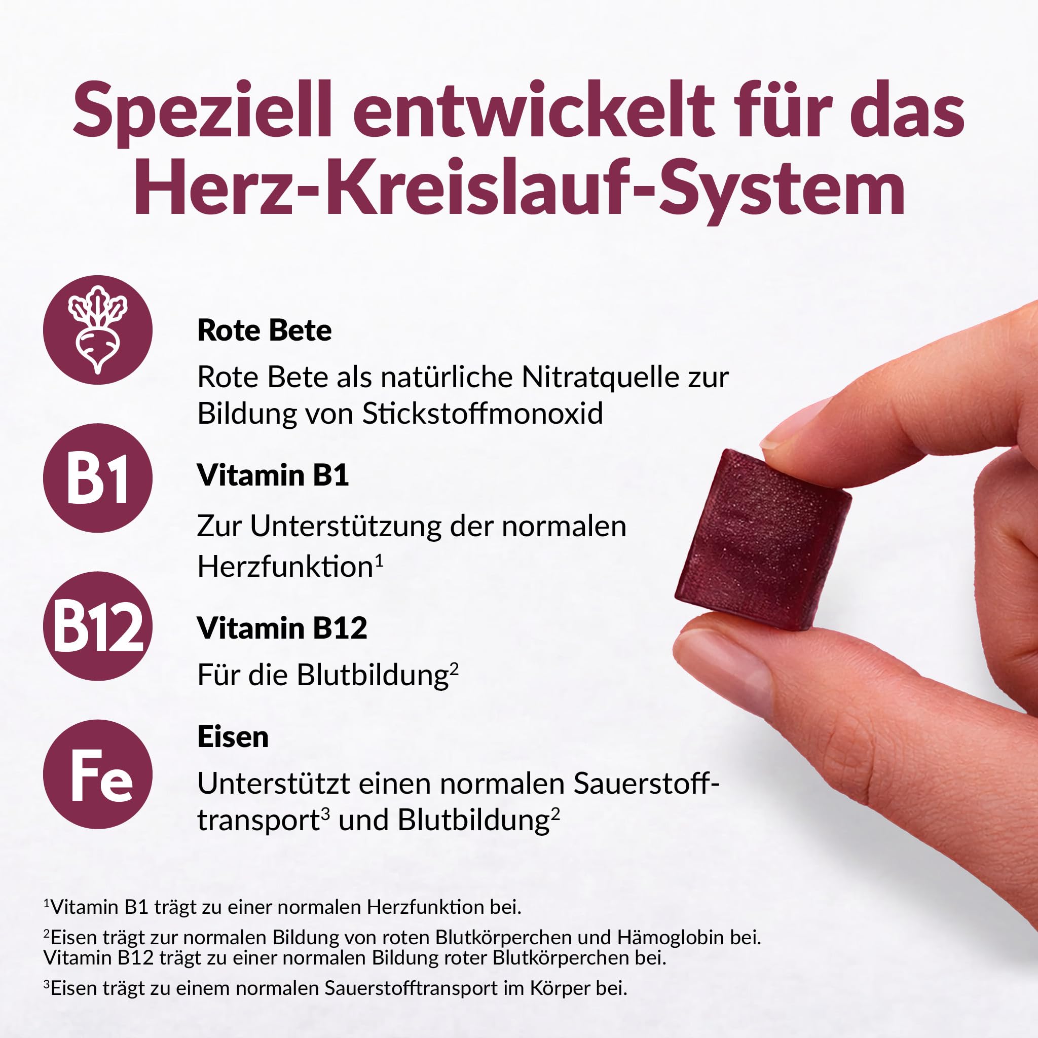Rote Power [120 Stück] - Rote-Bete-Dragee mit Vitamin B1 für eine normale Herzfunktion*. Laborgeprüft, vegan, gluten- und laktosefrei. Mit fruchtigem Açaí-Geschmack - Made in Switzerland