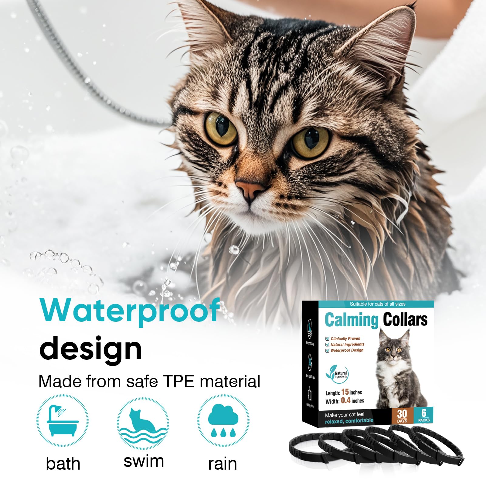 Calming Collar for Cats 6 Pack Cat Calming Pheromones Collar Stress and Anxiety Relief for 30 Days Pheromone Collars Adjustable Calm Care Products Anti Aggression Stop Meowing Relaxer for Cats in Heat - image 5