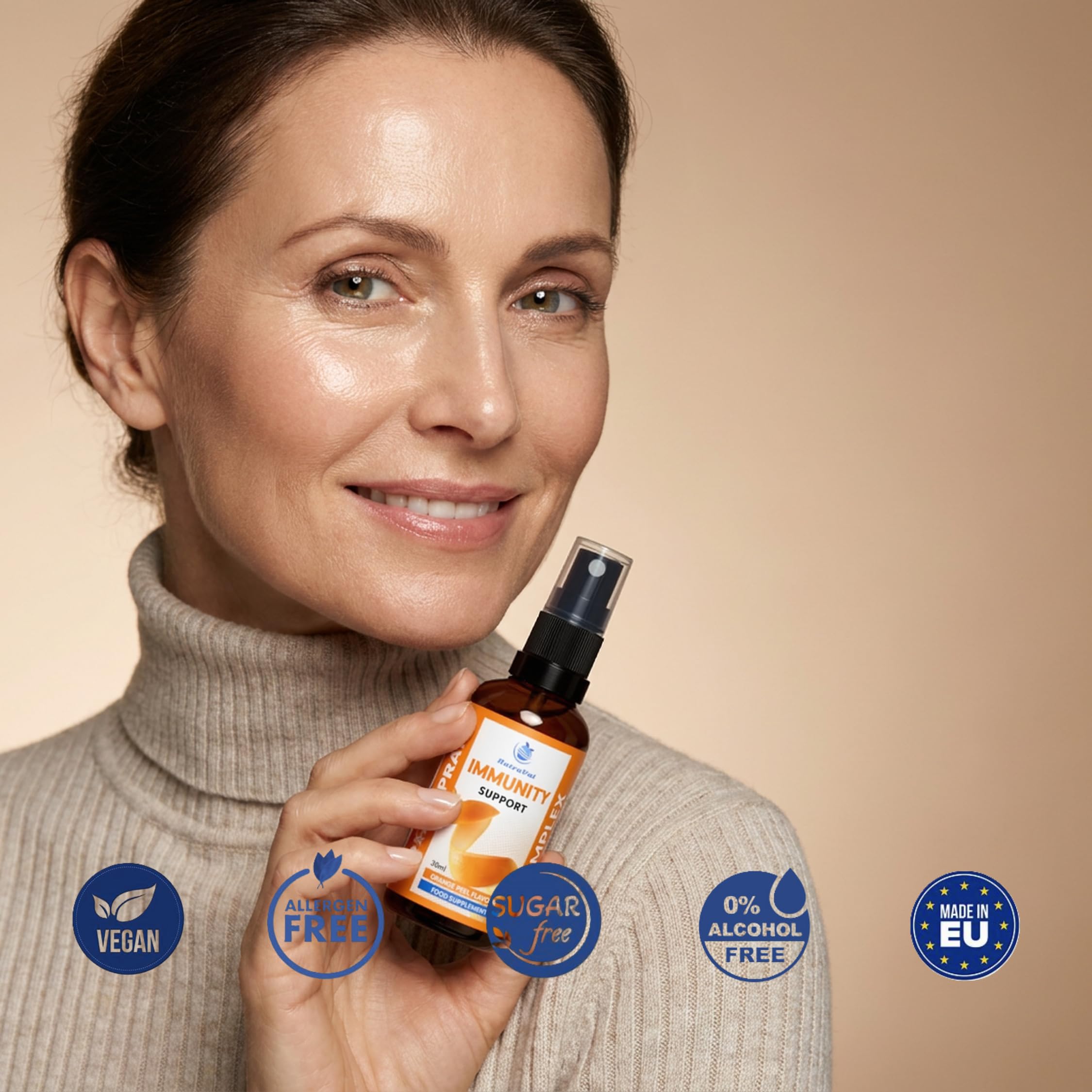 Spray Immunità con Complesso di 4 Funghi | Chaga, Reishi, Shiitake & Cordyceps | Vitamina D3 2000 UI – Immunità, Ossa & Muscoli | Sambuco Nero | Assorbimento Rapido – Senza Compresse | Vegano | 30 ml