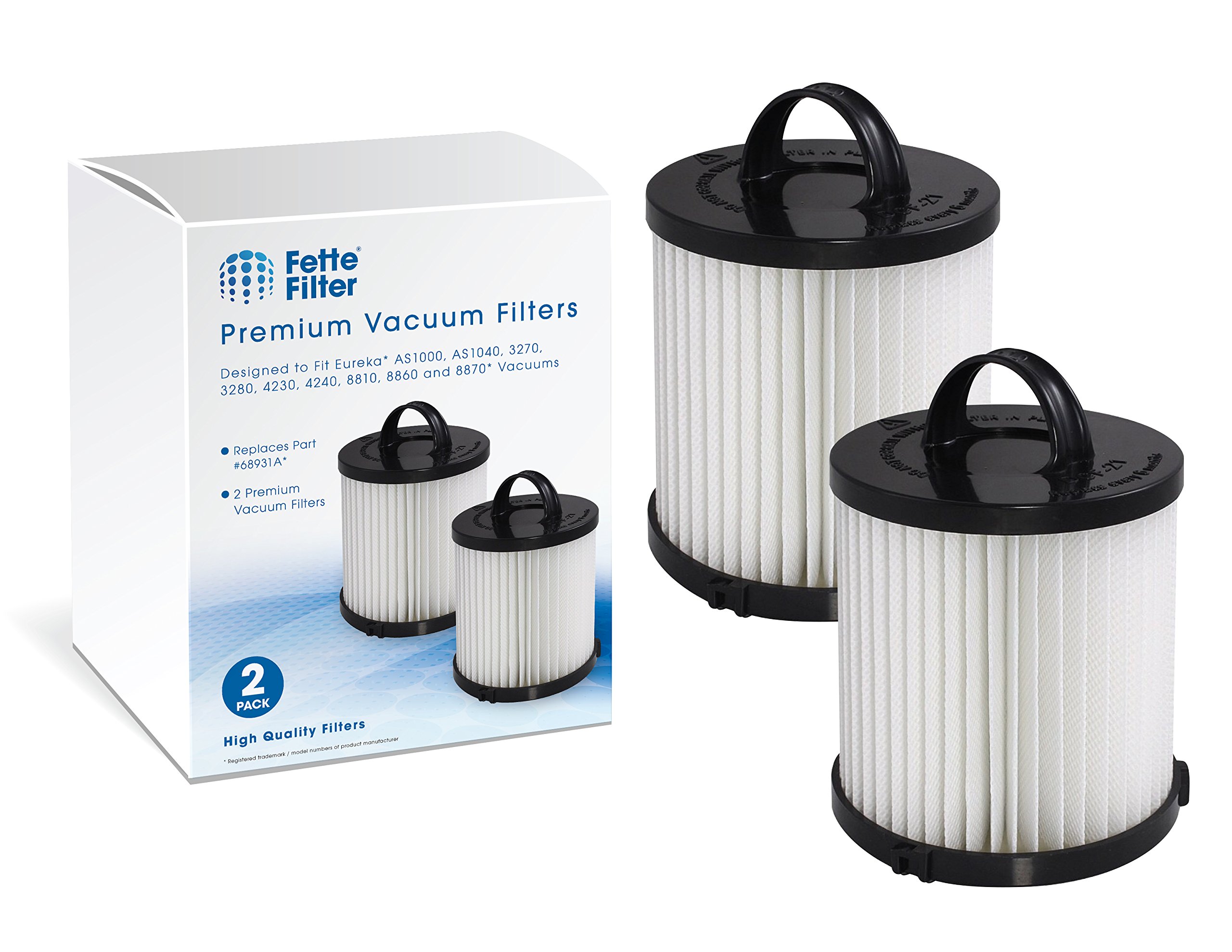 Fette Filter - 2 Pack Filters for Eureka DCF-21 (DCF21) Premium Hepa Filter Compare to Eureka Part Nos. 67821, 68931, 68931A, EF91 Fits Eureka/Sanitaire AirSpeed Bagless Vacuums