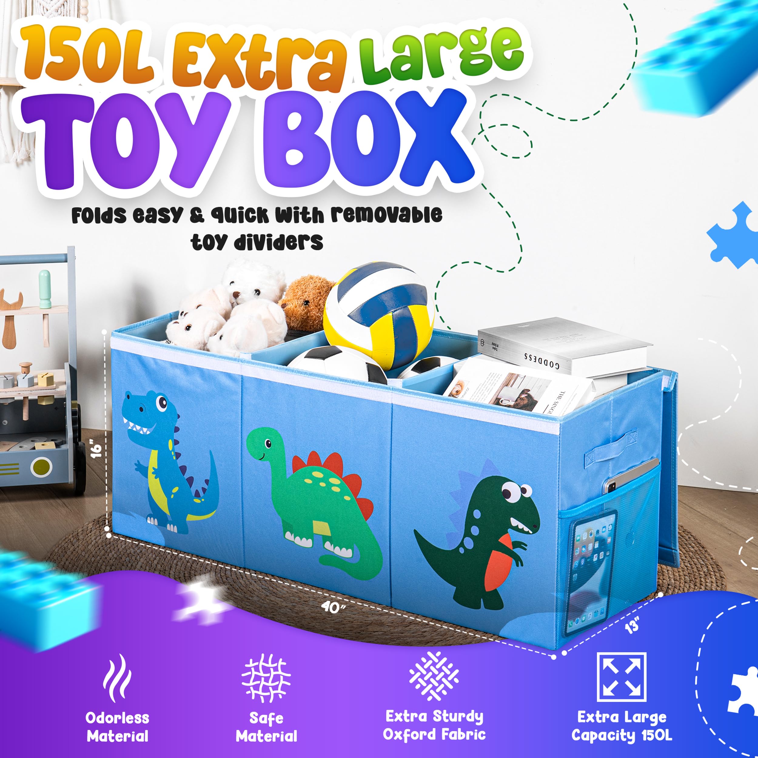 SYFIS Extra Large 150L Toys Storage Organizer for Kids – 40