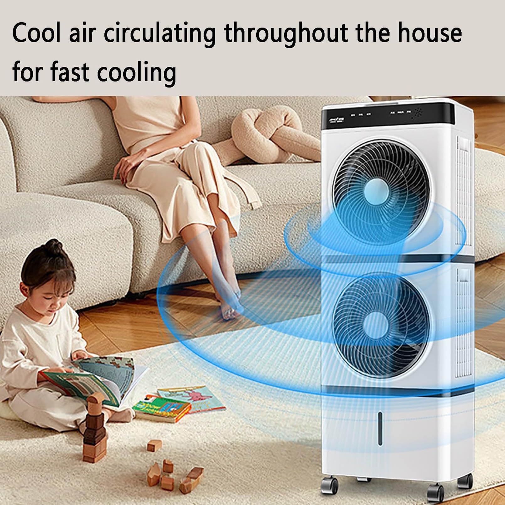 Condizionatore d'aria portatile, dispositivo di raffreddamento a palude evaporativa con telecomando e oscillazione, 3 velocità, timer 12H, ventilatore di raffreddamento per camera da letto, soggiorno,