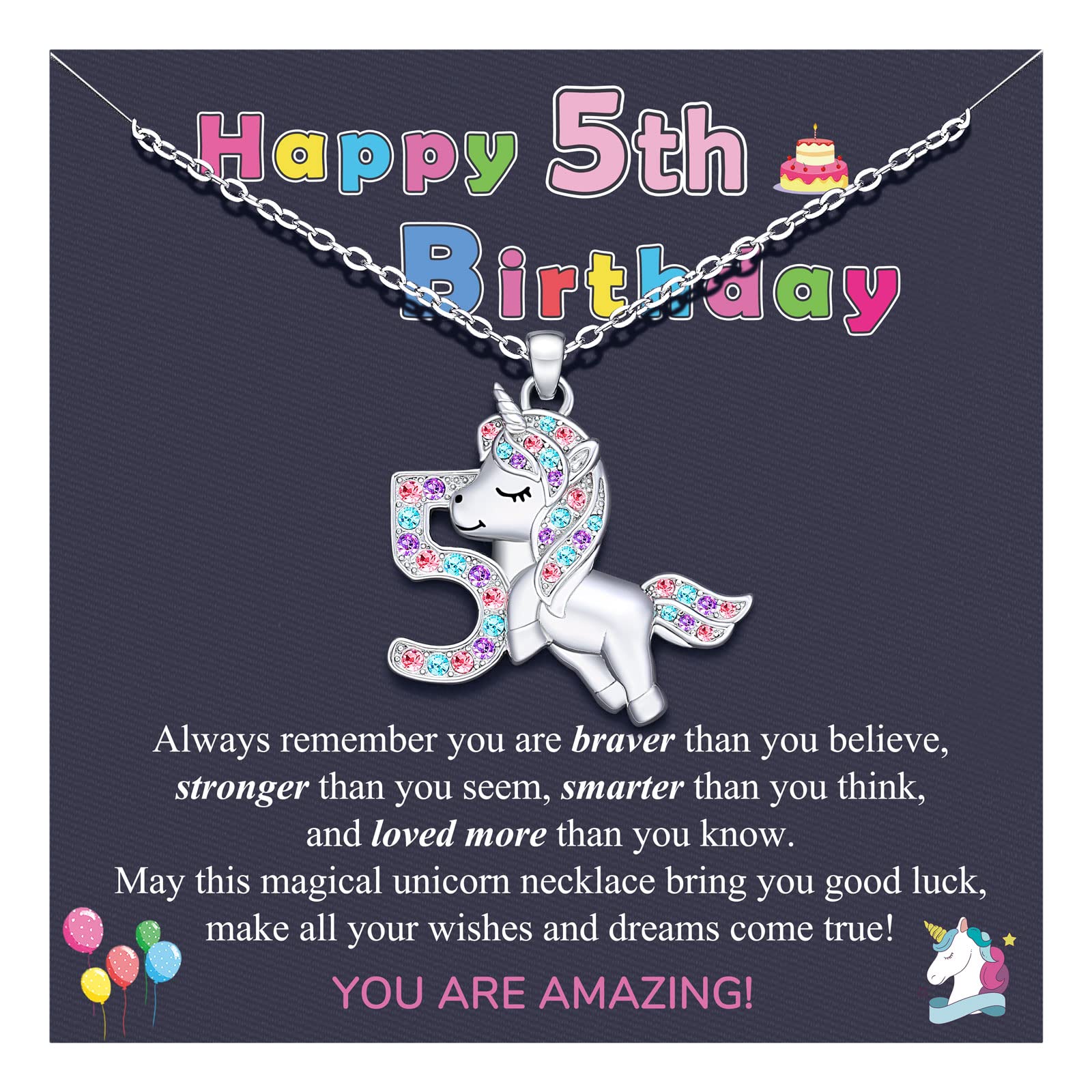 UPROMI Birthday Gifts for 1-10 Year Old Girl Unicorn Necklace for Girls