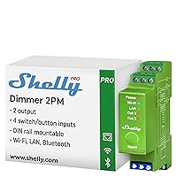 Shelly Pro Dimmer 2PM, Dimmer Smart Wi-Fi & LAN a 2 Canali con Misurazione dei Consumi