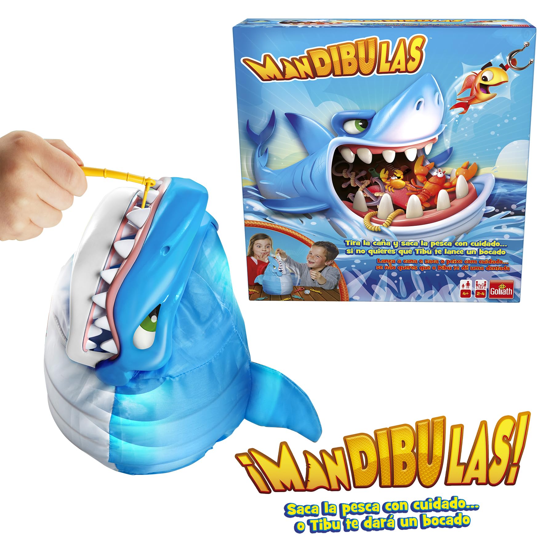 Goliath Jaws, Board Game. The funniest fishing, Game for children from 4 years. Rescue the sea animals without the Shark catching you. Get the fish out of their jaw with your fishing rod in use
