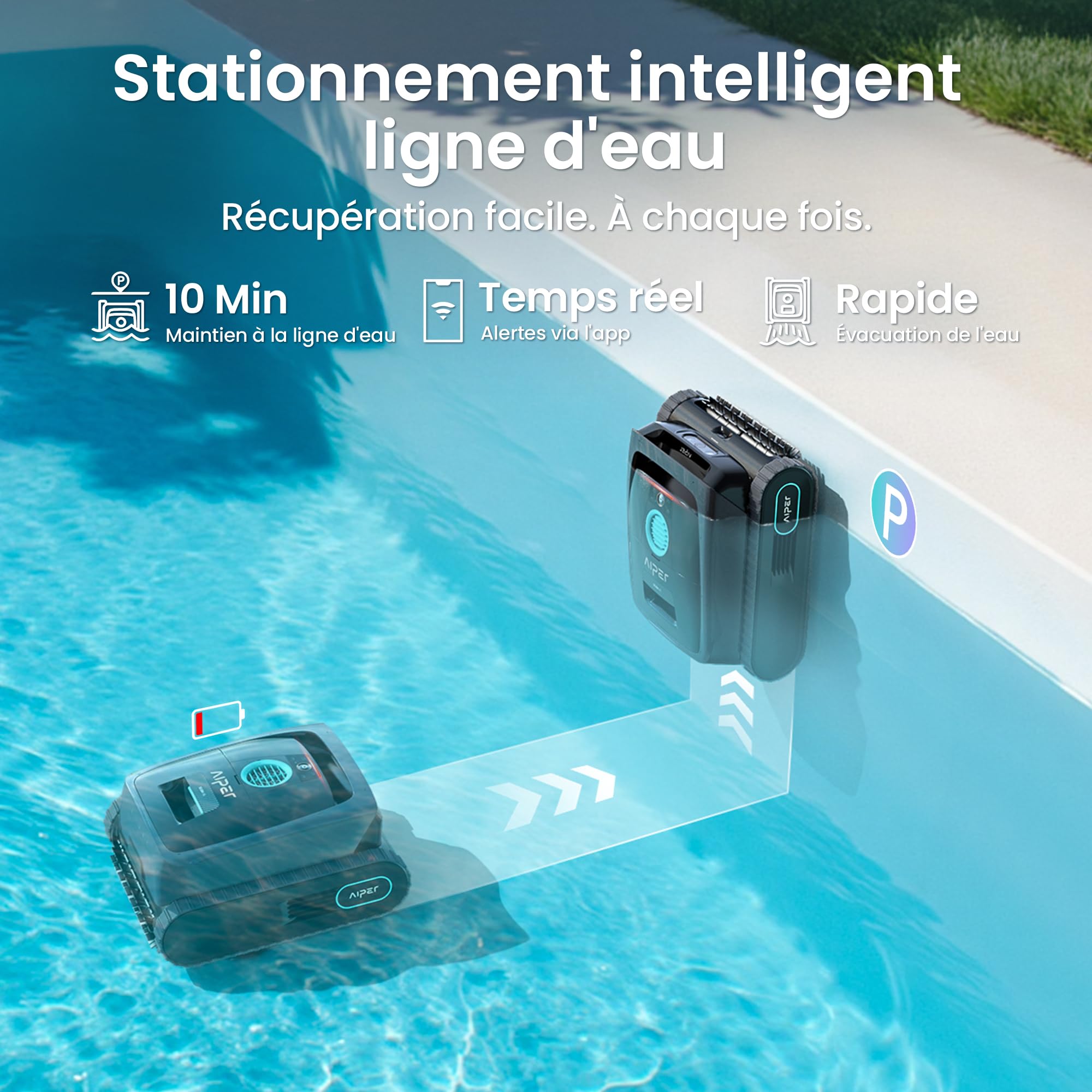 (Nouveau 2026) Aiper Scuba V3 Robot Piscine Fond et Parois avec Vision par IA, Aspirateur Robot Piscine sans Fil Léger avec App, Filtre 3 μm, Idéal pour Piscines Jusqu’à 200 m²