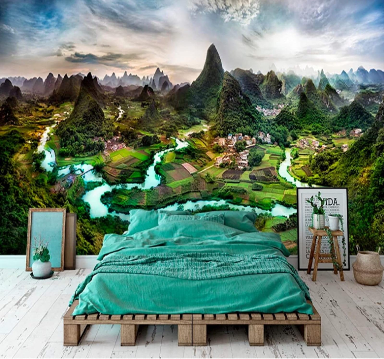 Xlming 150Cm×105Cm(B×H) Fresh Beautiful Mountains And Rivers Nature Scenery 3D Wallpaper Luxury Home Dining Decor Paste Sofa Living Room The Wall For Bedroom Mural-150Cm×105Cm