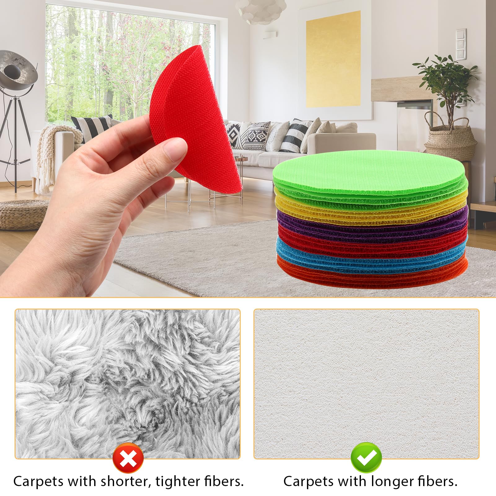 30Pcs Mini Floor Spot Markers, 6 Colors Carpet Stickers Nylon Circles Floor Spot Dots Marker Anti-Slip Rug Spot Sign Round Shaped Sit Markers for Teaching Games Dancing Classroom Kindergarten (10cm) - Image 4
