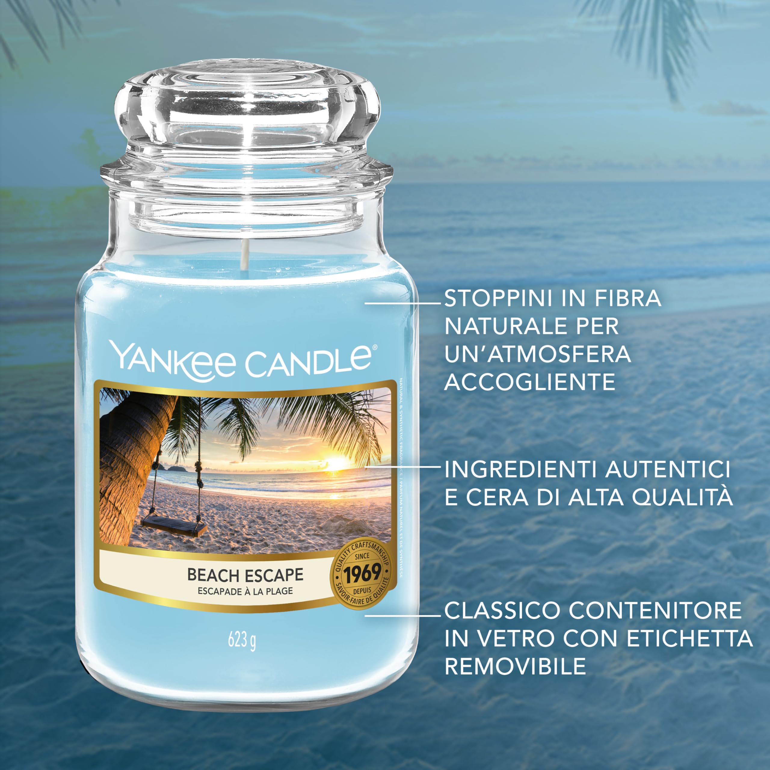 Yankee Candle Scented Candle | Candela in giara grande della Fuga al Mare | Candele a lunga combustione: fino a 150 ore | Regali perfetti per le donne