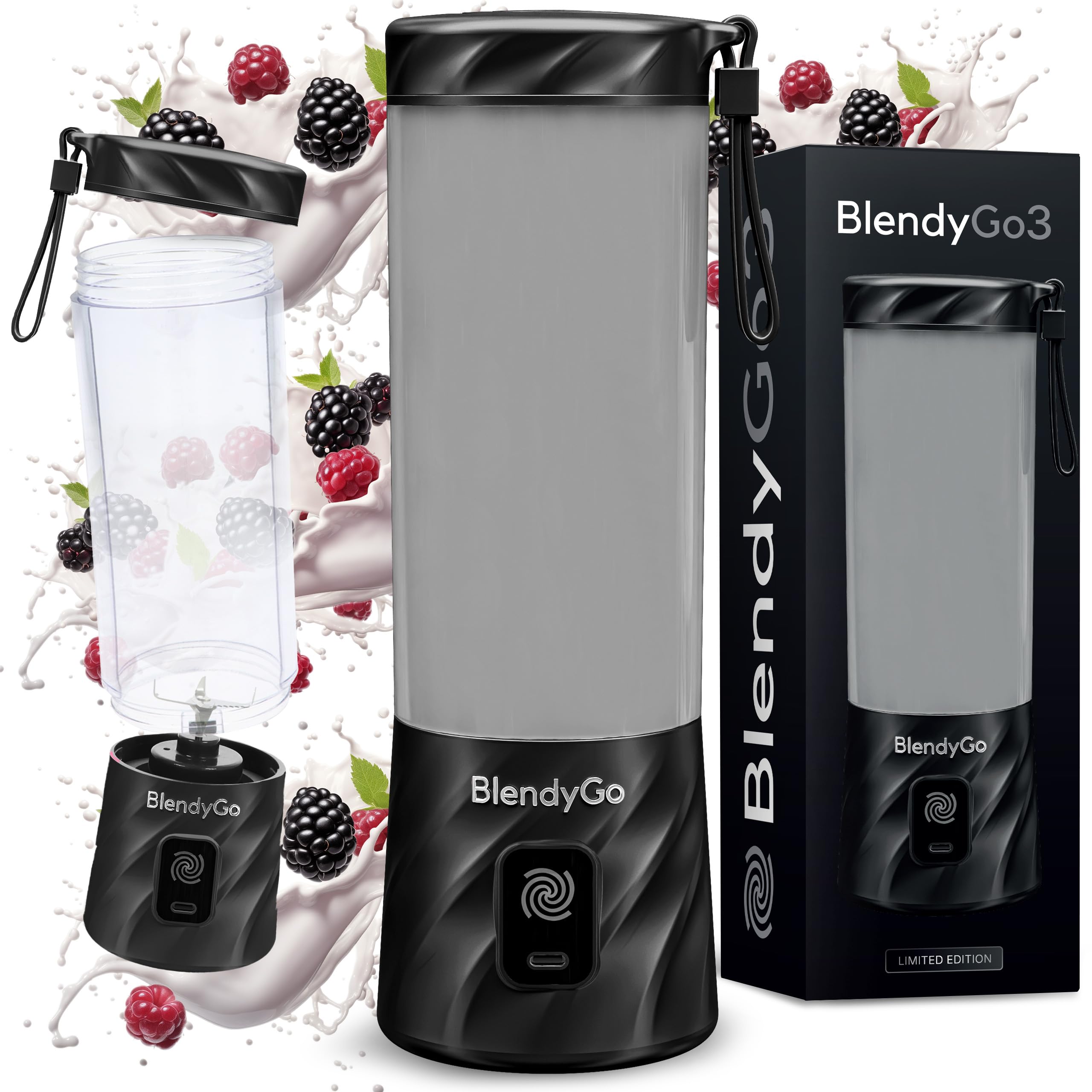 Batidora BlendyGo 3, batidora de vaso portátil, blender recargable por USB, ideal para smoothies, batidos y batidos de proteínas, mexzclador portátil potente, 500 ml (Lavanda) — view 25
