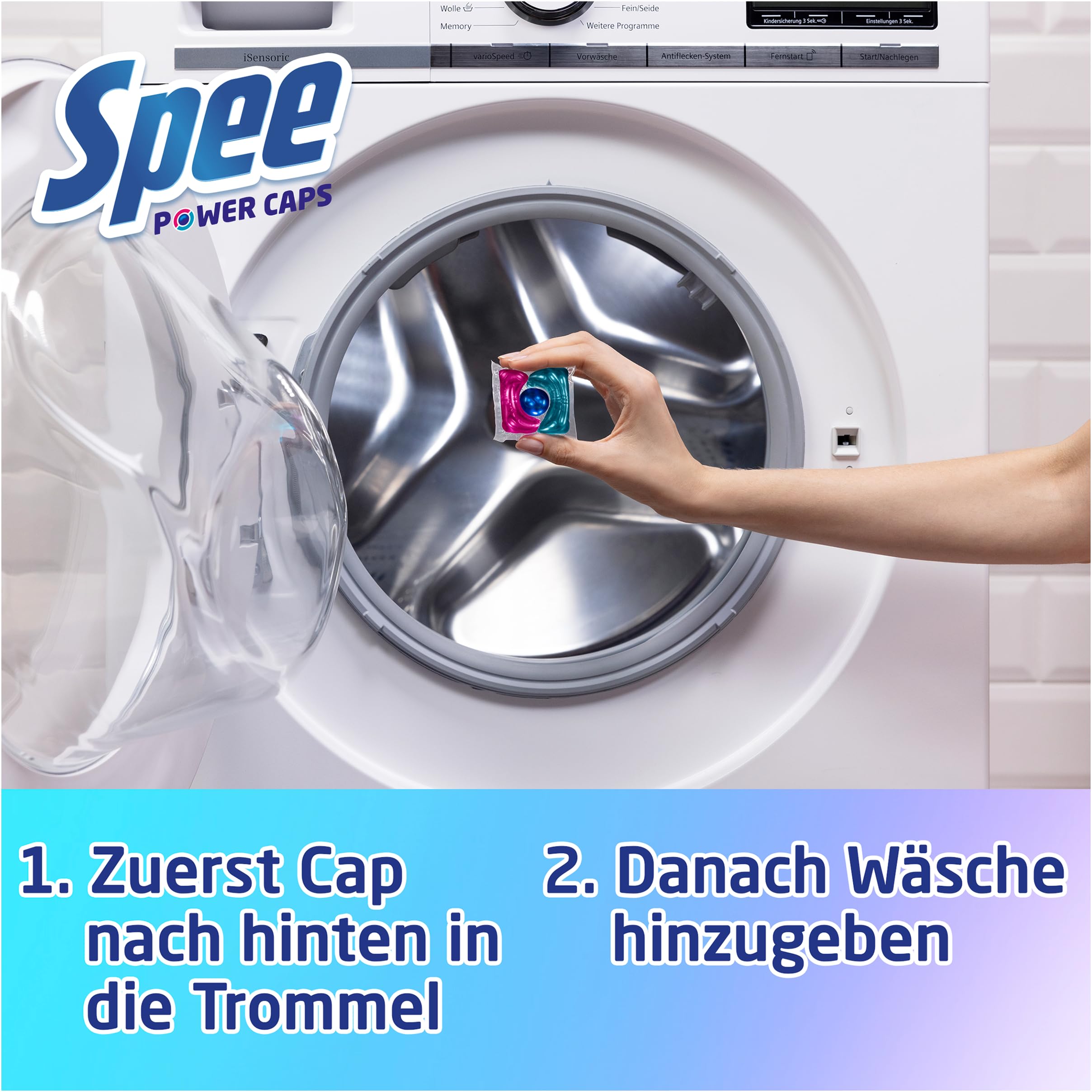 SPEE Power Caps Frische-Kick 24 h Deofrische Spar Pack (120 Waschladungen), Vollwaschmittel verleiht Reinheit, Strahlkraft & Frische, Waschmittel mit 24 h Deofrische, 20–95 °C