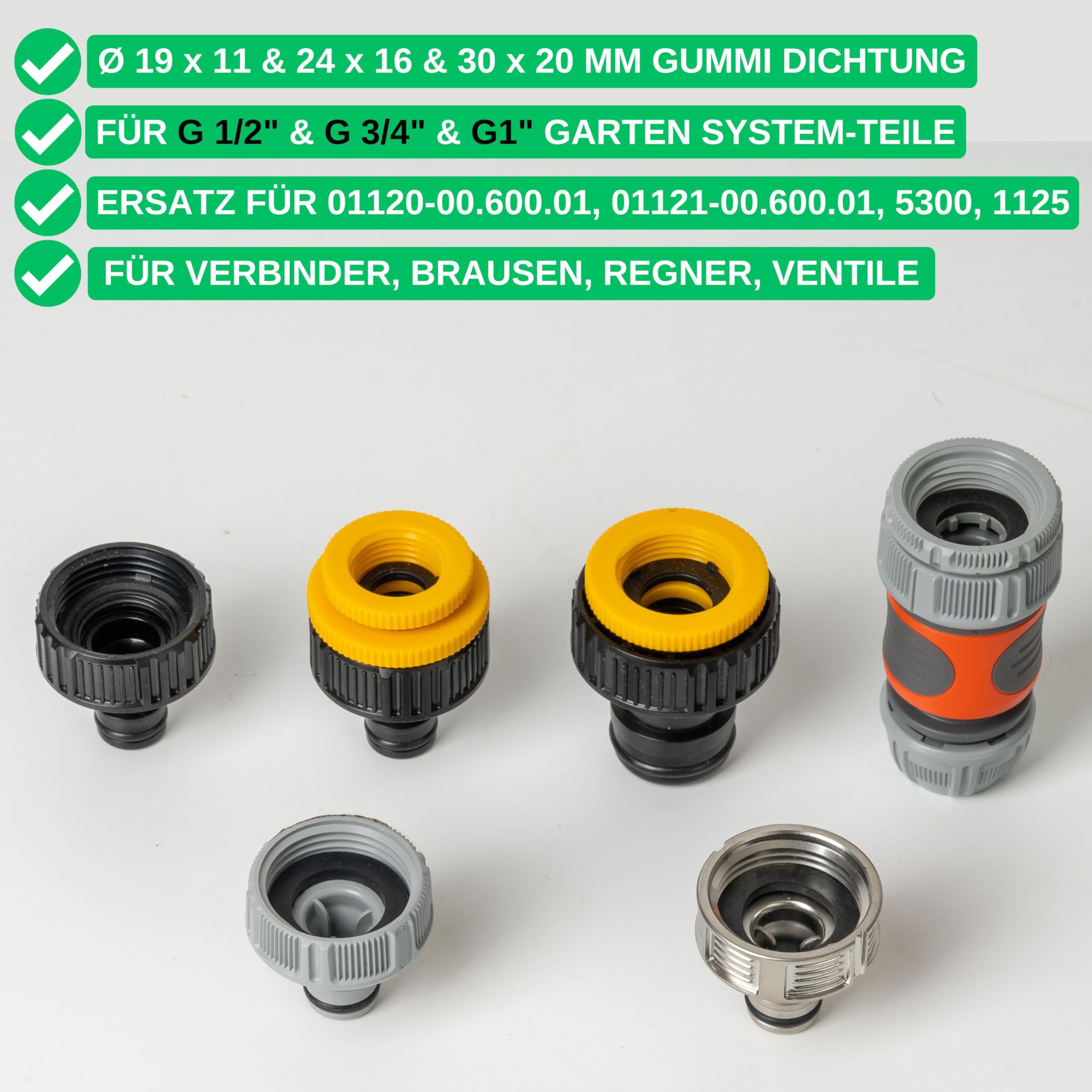Replacement gaskets complete set, 125 pieces, for G 1/2", 3/4", 1" systems, compatible with Gardena 21, 26.5 - Image 2