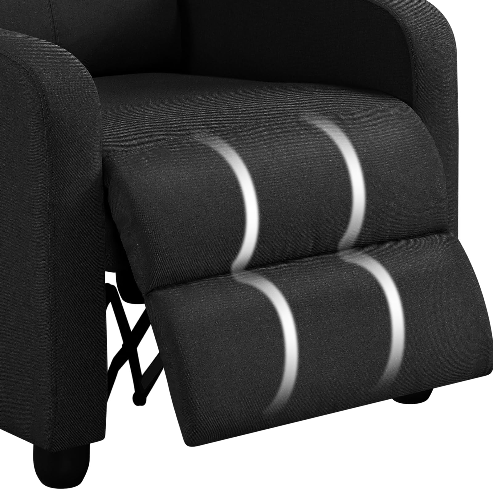 Poltrona Reclinabile Manuale Poltrona Lounge Imbottita Poltrocina con Poggiapiedi Poltrona Alzapersona Relax da Divano Soggiorno Camera da Letto Tela/Nero